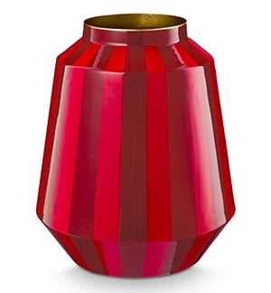 Vase metal striped red