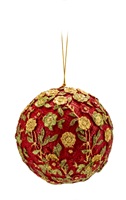 Bauble floral red/gold