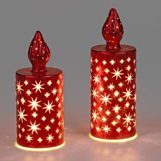 Deco candle frosty red 17cm