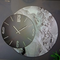 Grey marble/mirror clock 80cm