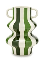 Striped white/green vase