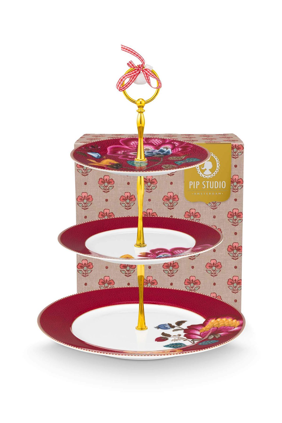 Blooming tales cake 3 tier red
