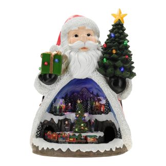 Santa with train led 63cm