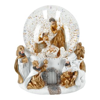 Waterball nativity white/gold